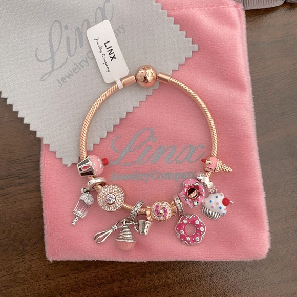 Linx Rose Gold Snake Chain Bracelet with Sweets Themed Charms - Picture 7 of 9